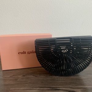Cult Gaia Small Gaia Arc Bamboo Bag, Black